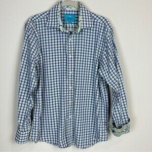 Christian Aujard Paris Plaid Paisley Cuff Button Up Shirt L